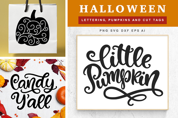 Halloween Lettering, Tags, Pumpkins