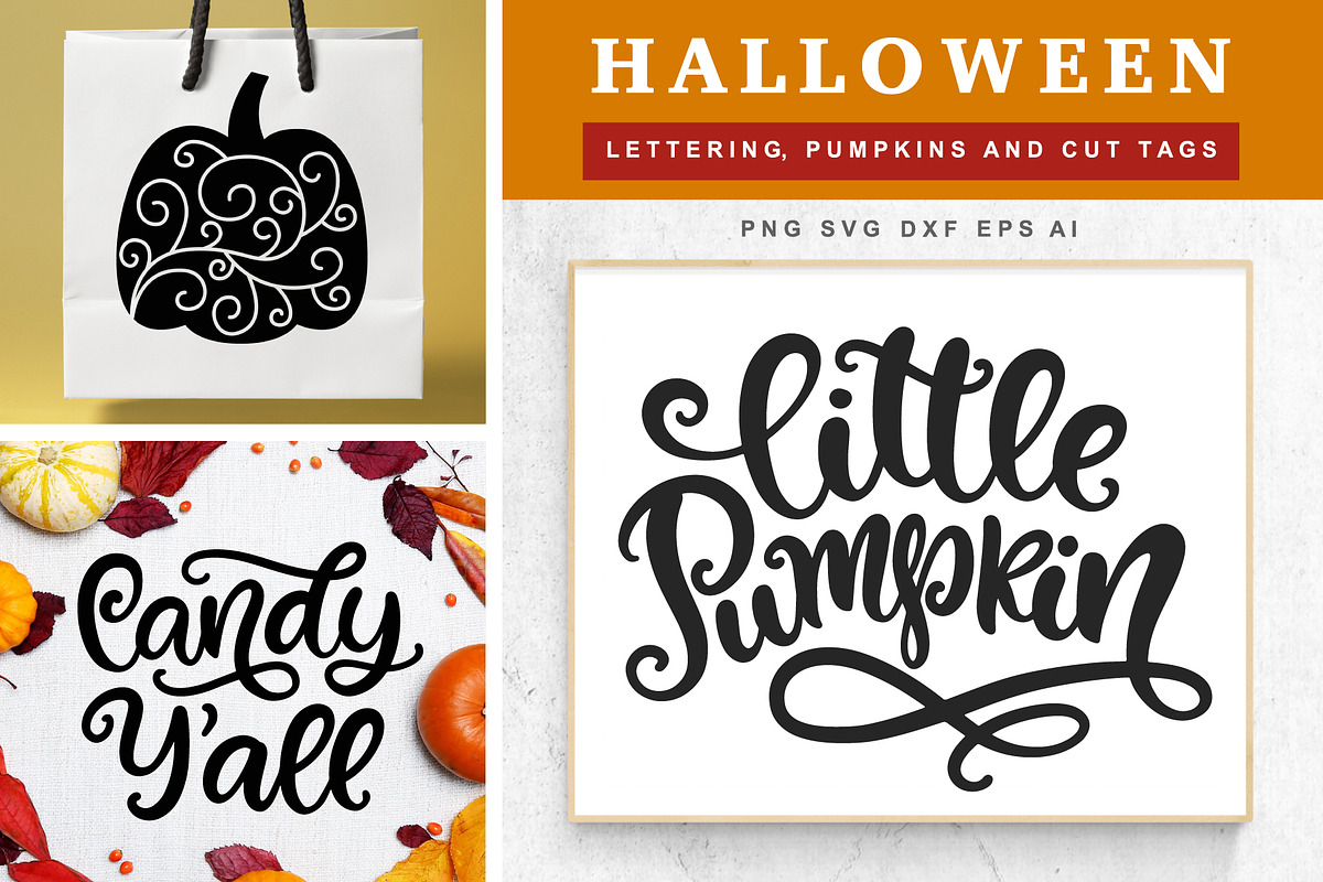 Halloween Lettering, Tags, Pumpkins in Objects - product preview 8
