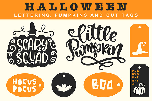 Halloween Lettering, Tags, Pumpkins in Objects - product preview 10