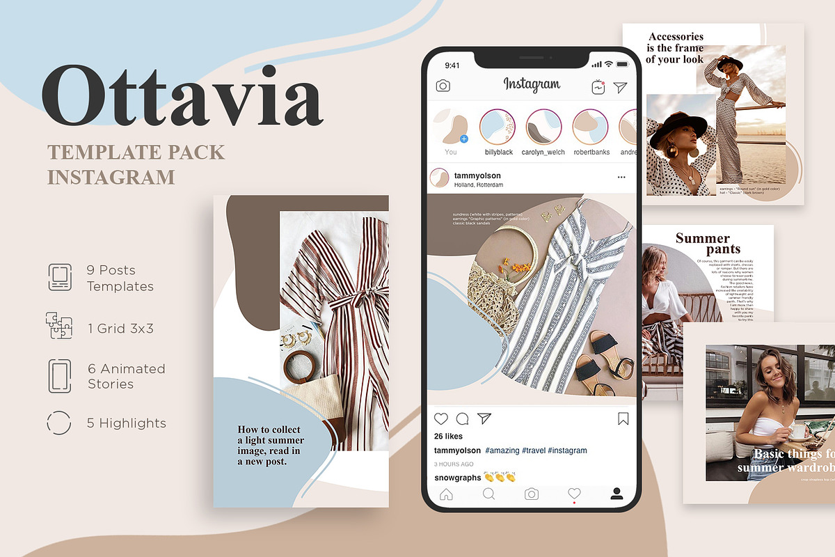 Instagram Template Pack - Ottavia in Instagram Templates - product preview 8