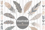 VECTOR feather clipart grey