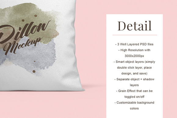 Square pillow mockups in Product Mockups - product preview 3