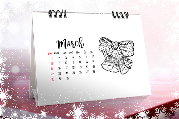 Christmas Coloring Desk Calendar in Stationery Templates - product preview 2