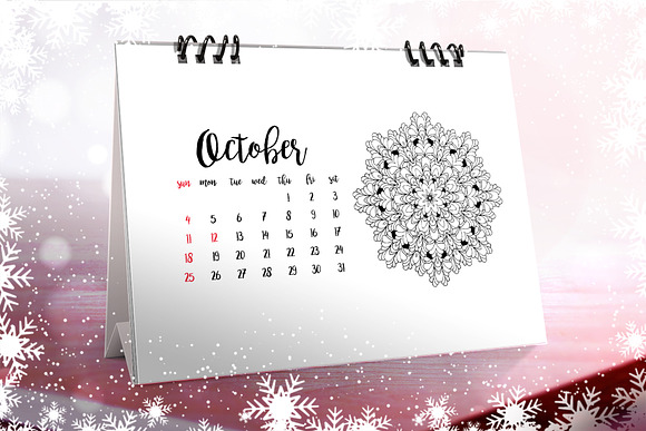 Christmas Coloring Desk Calendar in Stationery Templates - product preview 5