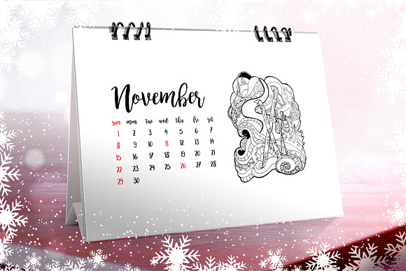 Christmas Coloring Desk Calendar in Stationery Templates - product preview 6