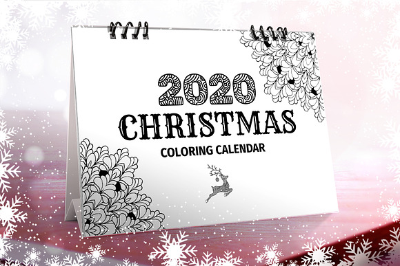Christmas Coloring Desk Calendar in Stationery Templates - product preview 9