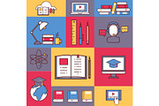 Online education collage, vector