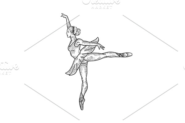 Ballet dancer woman sketch vector