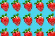 Flat lay ripe strawberry pattern