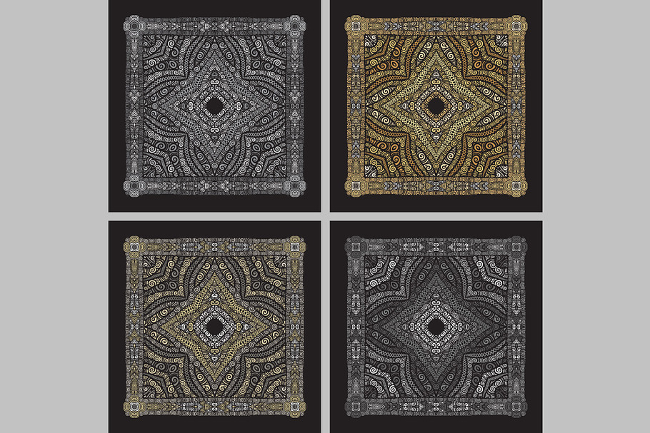 Silver&gold colors vector scarfs set