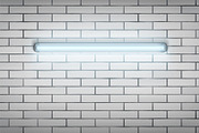 Neon lamp on White brick wall