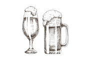 Glitter Ale Goblets and Foamy Beer