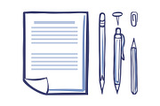 Office Paper Document Page Icons Set