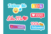 Follow and Like Me Stickers with
