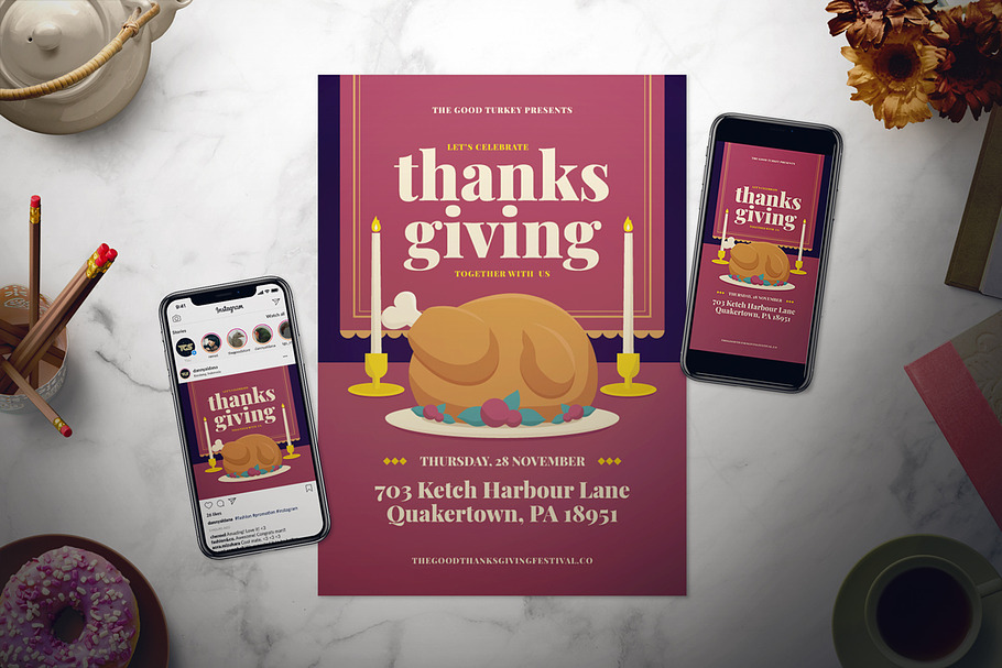 Thanksgiving Day Flyer Set in Flyer Templates - product preview 8