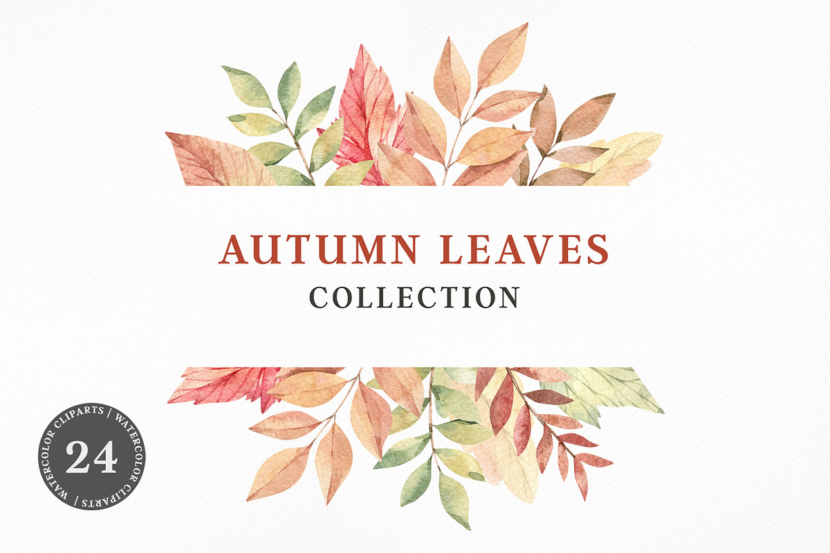Watercolor Autumn leaves in Illustrations - product preview 8