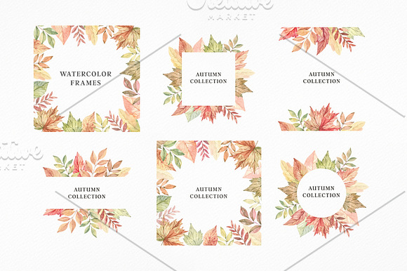 Watercolor Autumn leaves in Illustrations - product preview 4
