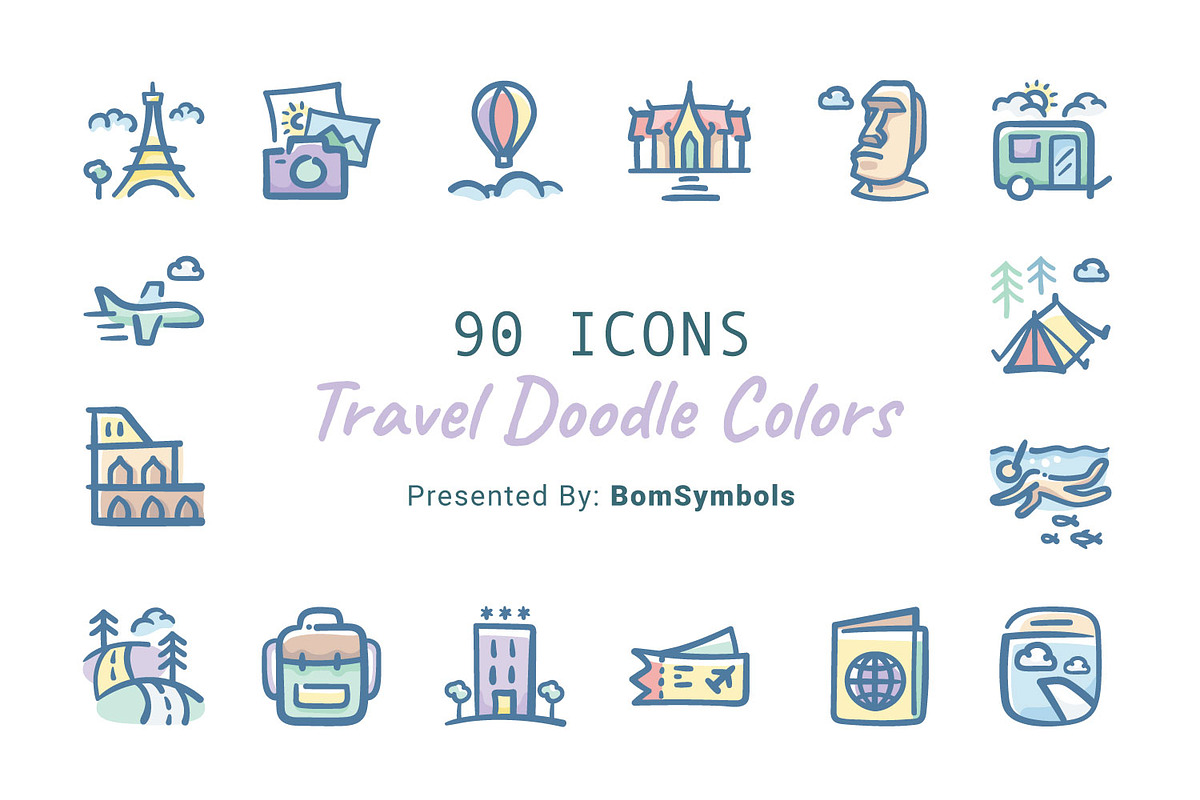 Travel Doodle Colors in Graphics - product preview 8