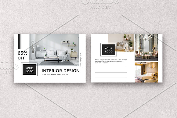 Interior Design Postcard V01 in Postcard Templates - product preview 1