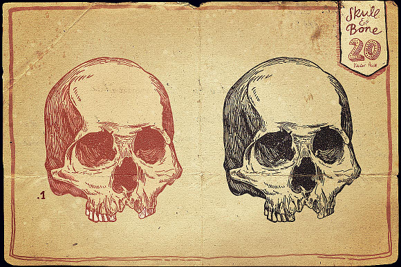 Vintage Skull and Bone Vector pack in Illustrations - product preview 1