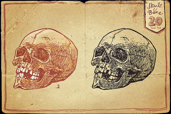 Vintage Skull and Bone Vector pack in Illustrations - product preview 2