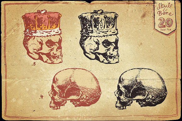 Vintage Skull and Bone Vector pack in Illustrations - product preview 3