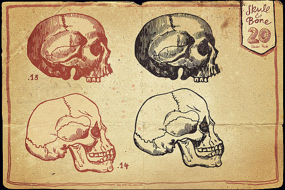 Vintage Skull and Bone Vector pack in Illustrations - product preview 7