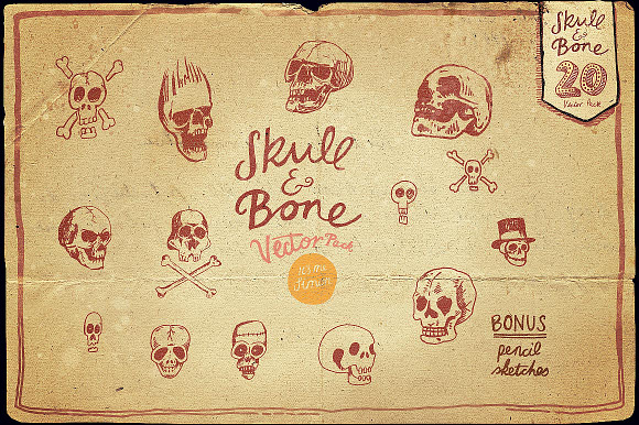 Vintage Skull and Bone Vector pack in Illustrations - product preview 10