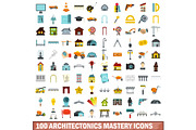 100 architectonics mastery icons set