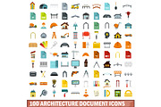100 architecture document icons set,