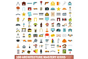 100 architecture mastery icons set