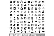 100 business partner icons set