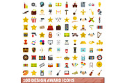 100 design award icons set