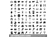 100 farmlands icons set