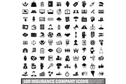 100 insurance company icons set