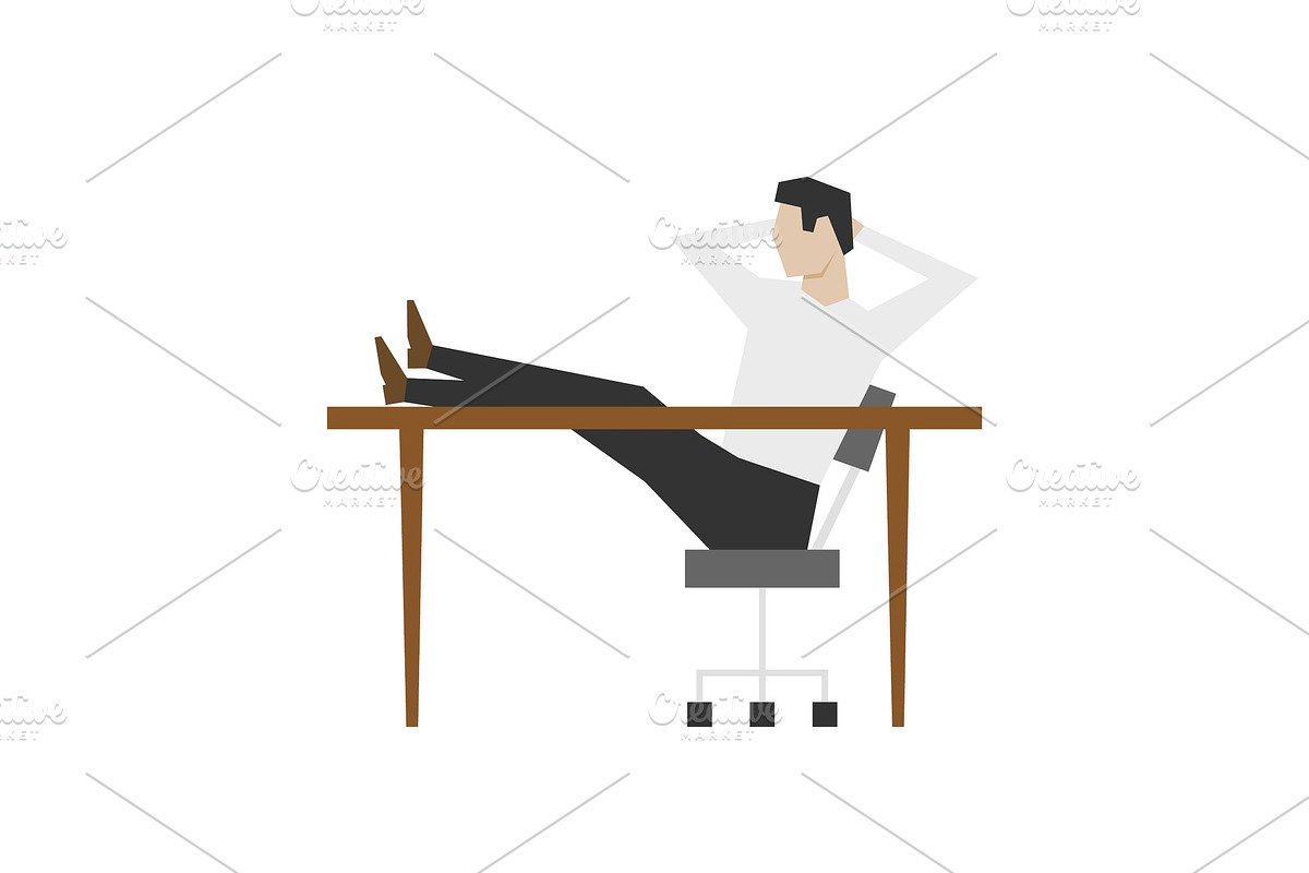 Businessman sitting with his feet on in Illustrations - product preview 8