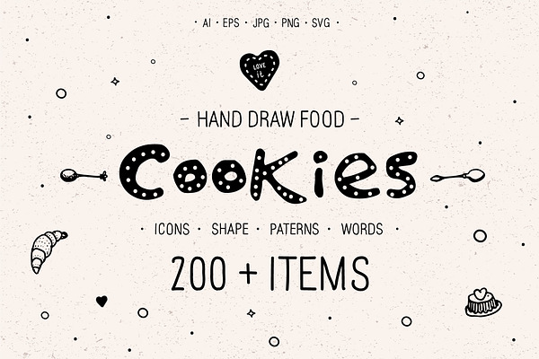 Hand draw Cookies and food