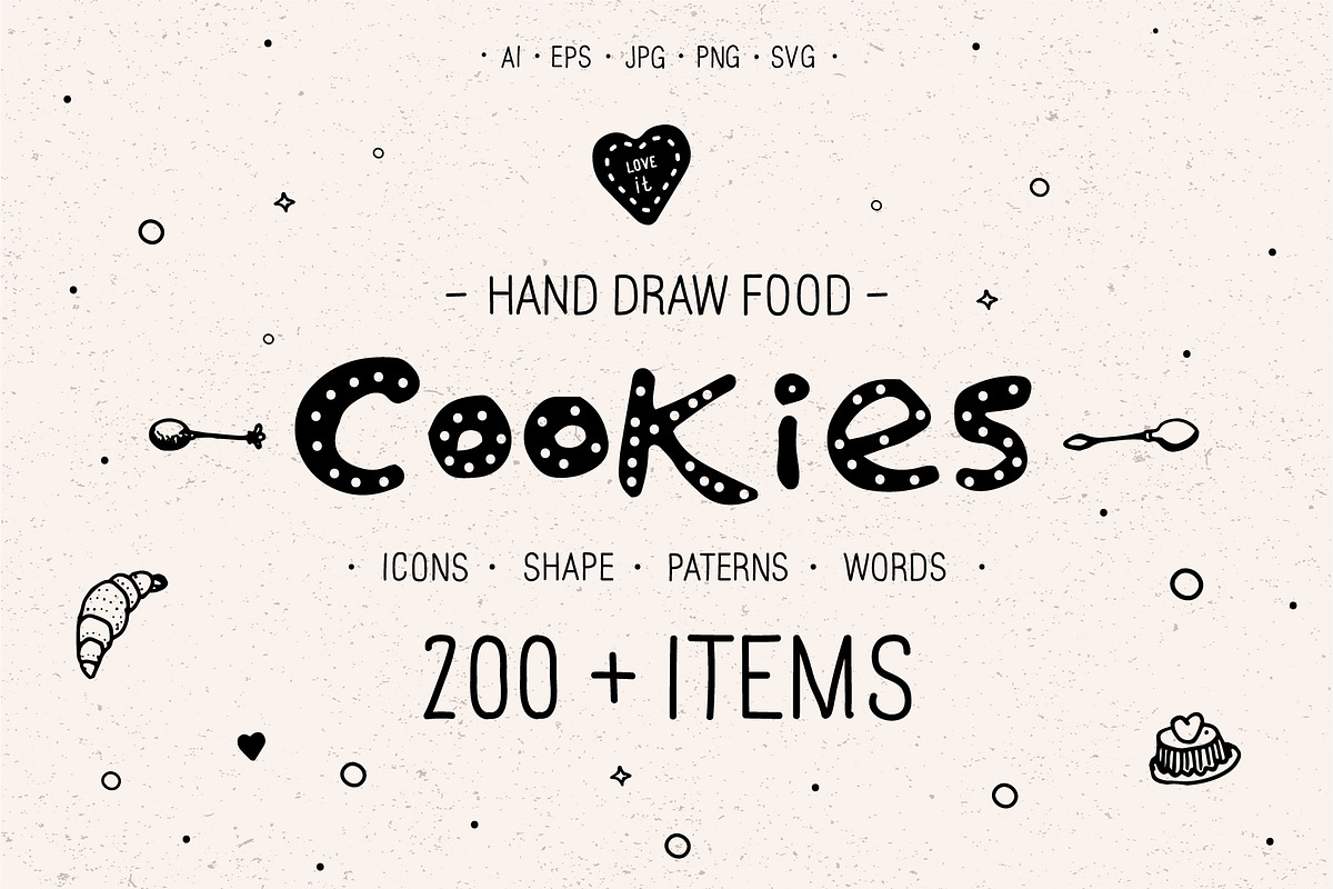 Hand draw Cookies and food in Objects - product preview 8