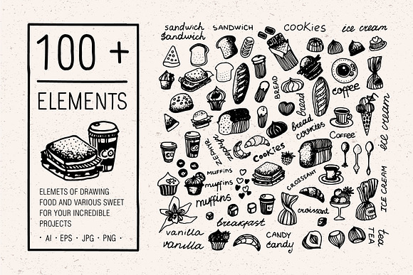 Hand draw Cookies and food in Objects - product preview 1