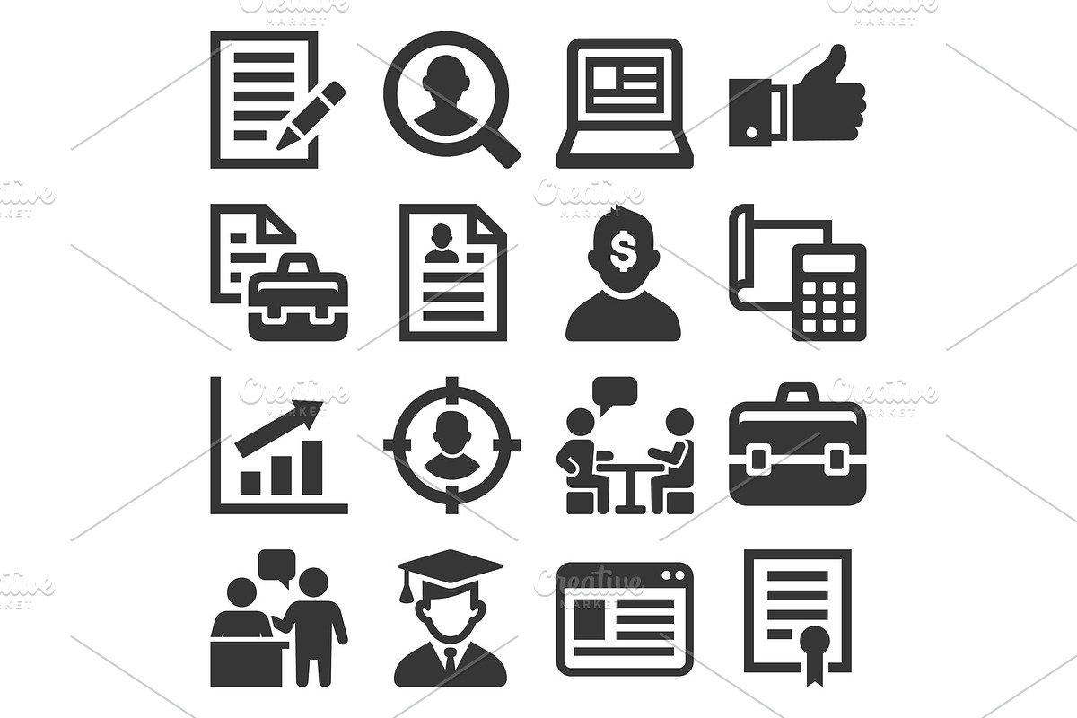 Employment and Job Resume Icons Set in Illustrations - product preview 8