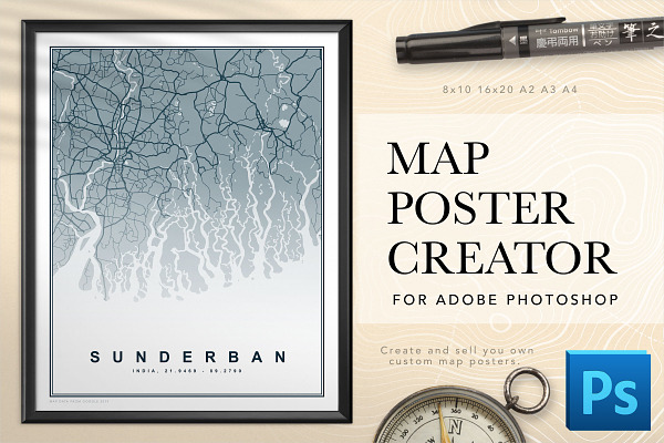 Map Poster Creator for Photoshop