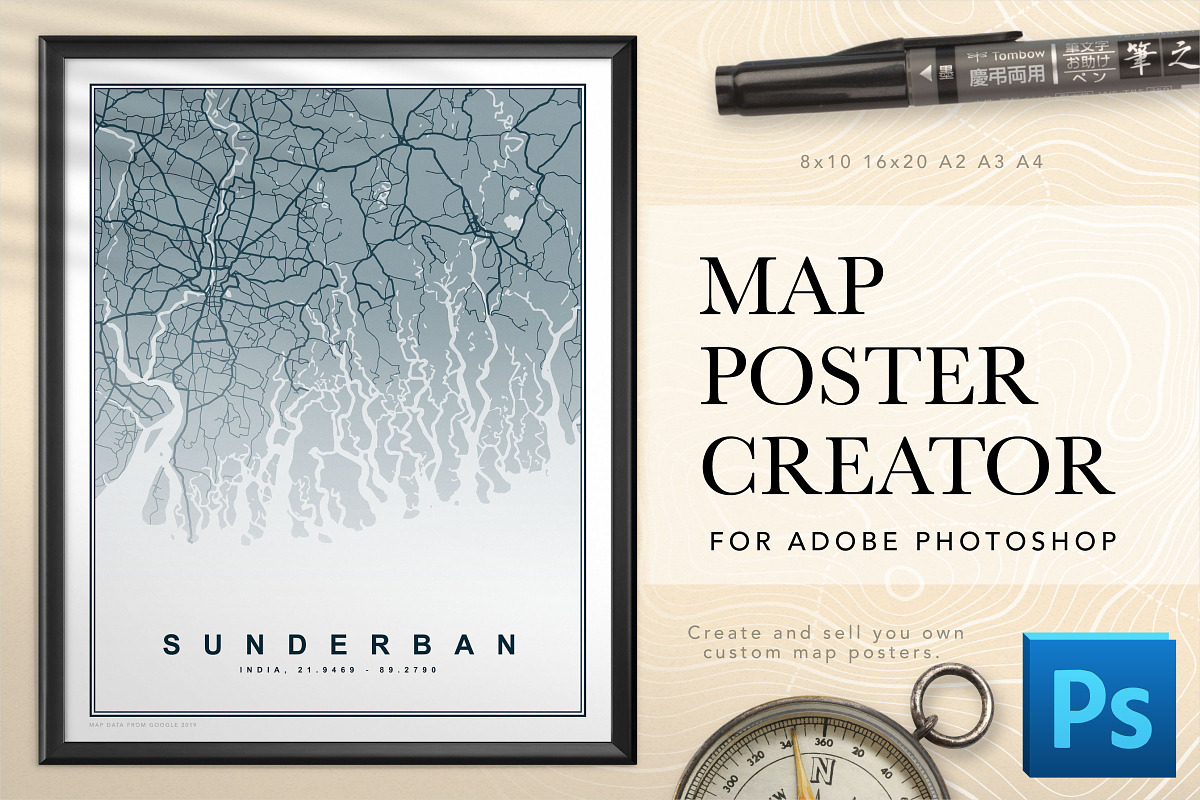 Map Poster Creator for Photoshop in Add-Ons - product preview 8