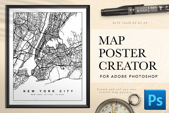 Map Poster Creator for Photoshop in Add-Ons - product preview 2