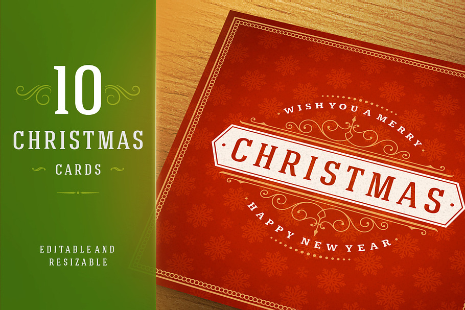 10 Christmas greeting cards + bonus in Postcard Templates - product preview 8