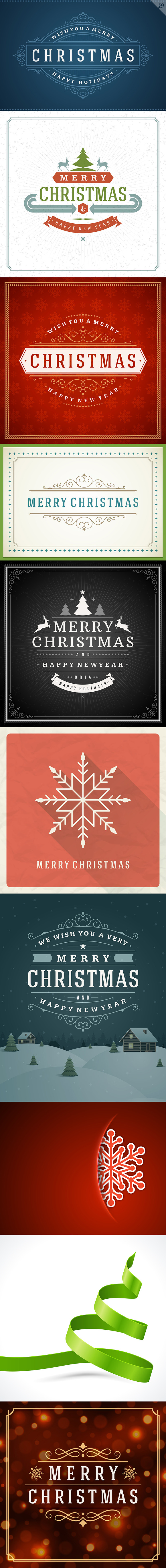10 Christmas greeting cards + bonus in Postcard Templates - product preview 1
