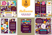 Scary Halloween  Vector Flat Banners