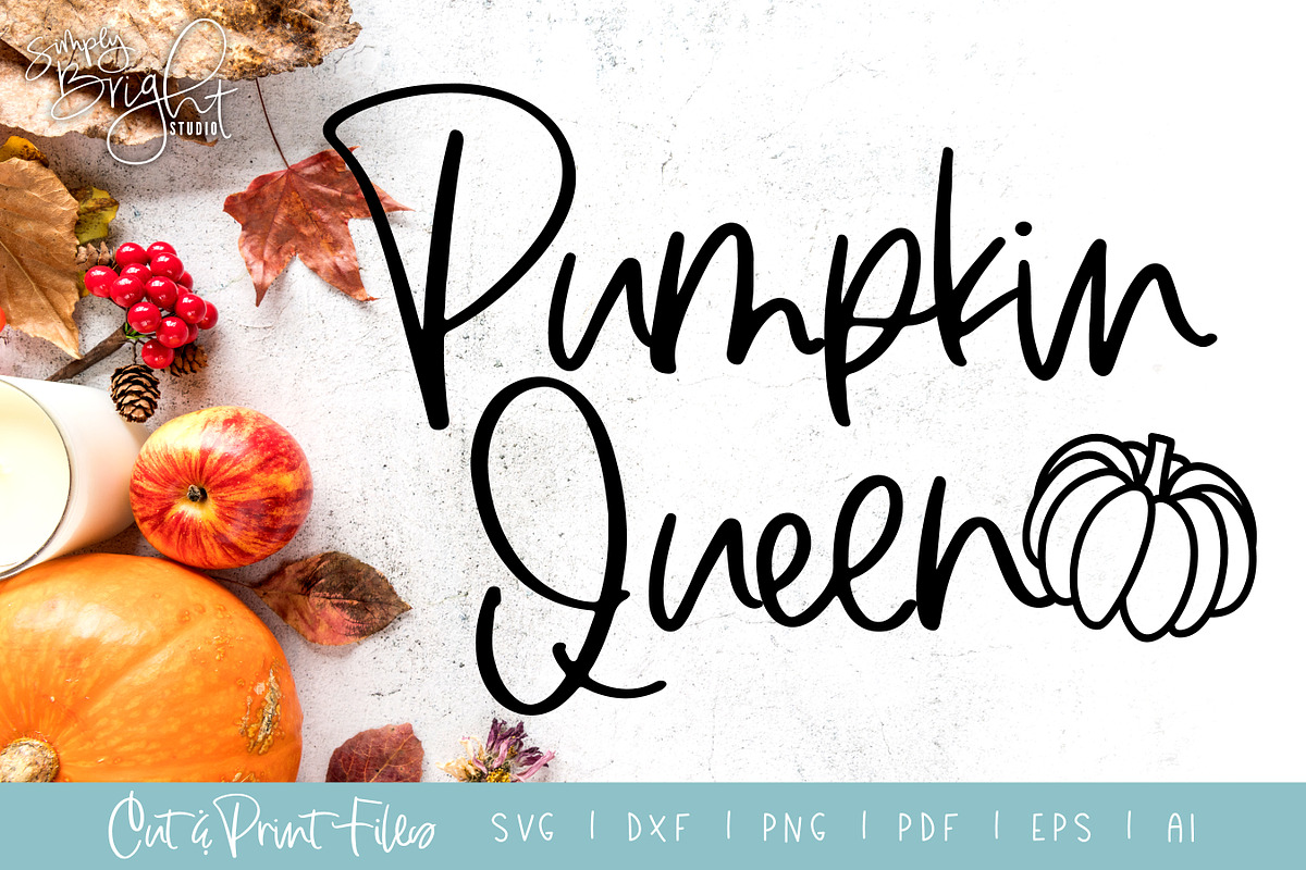 Pumpkin Queen Cut/Print Files in Illustrations - product preview 8