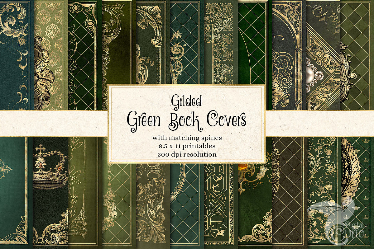 Gilded Green Book Covers in Patterns - product preview 8