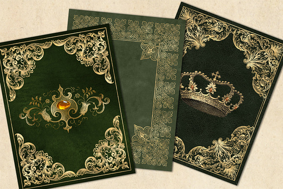 Gilded Green Book Covers in Patterns - product preview 1
