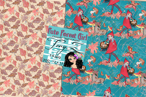 Deer Forest Animals, Forest Girl in Patterns - product preview 2